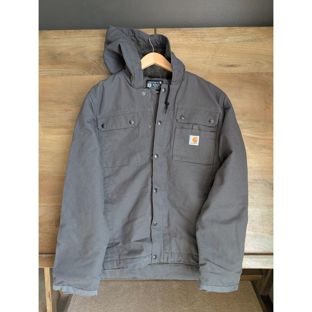 Carhartt Jacket Mens Medium Gray Sherpa Lined Long Sleeve Relaxed Fit Zip Up NWT